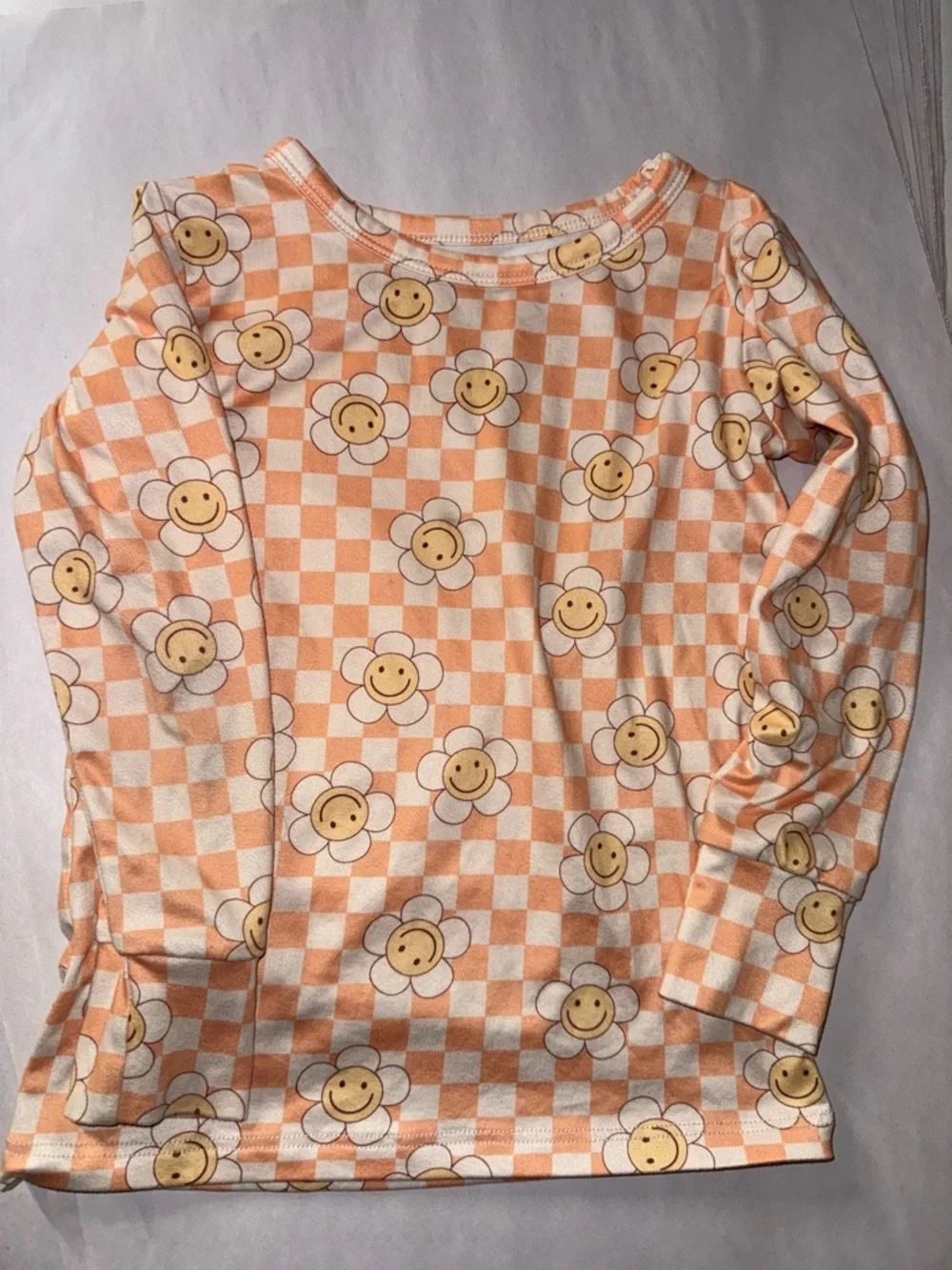 Cozys flower checker print girls pajama long sleeve pants set size 4t